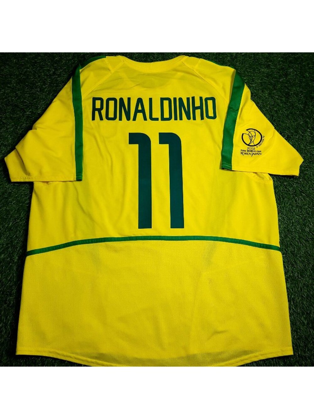 Ronaldinho Brazil 2002 WORLD CUP Soccer Home Jersey L
